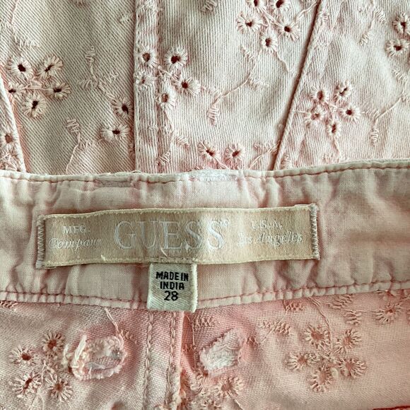 Guess Floridada Peach Jeans Pink Eyelet 1981 Straight Leg  28 - Picture 4 of 11